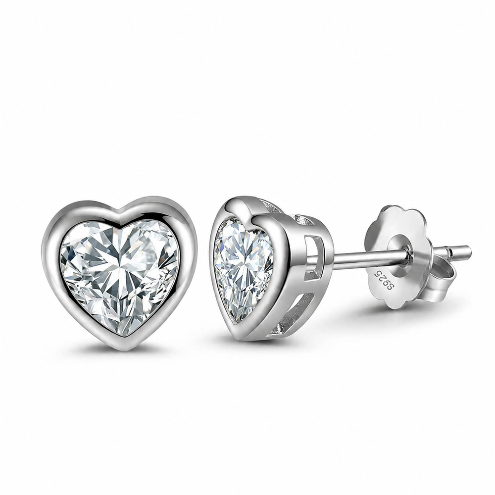 Silver Heart Stud Earrings product photo