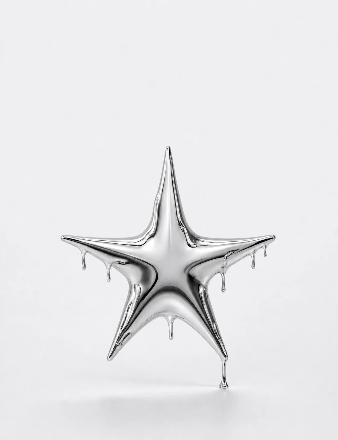 A fluid chrome five-point star