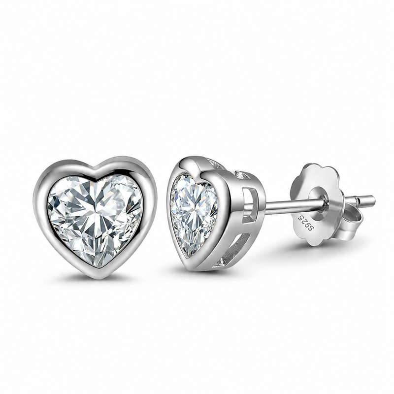 Silver Heart Stud Earrings product photo